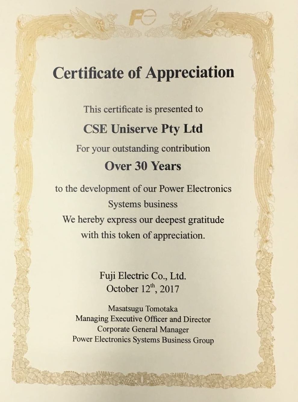Fuji Electric – 30 Years of Business